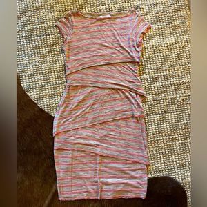 - Anthropologie Bailey 44 Womens Column Dress Size M Tan Red Striped Short…